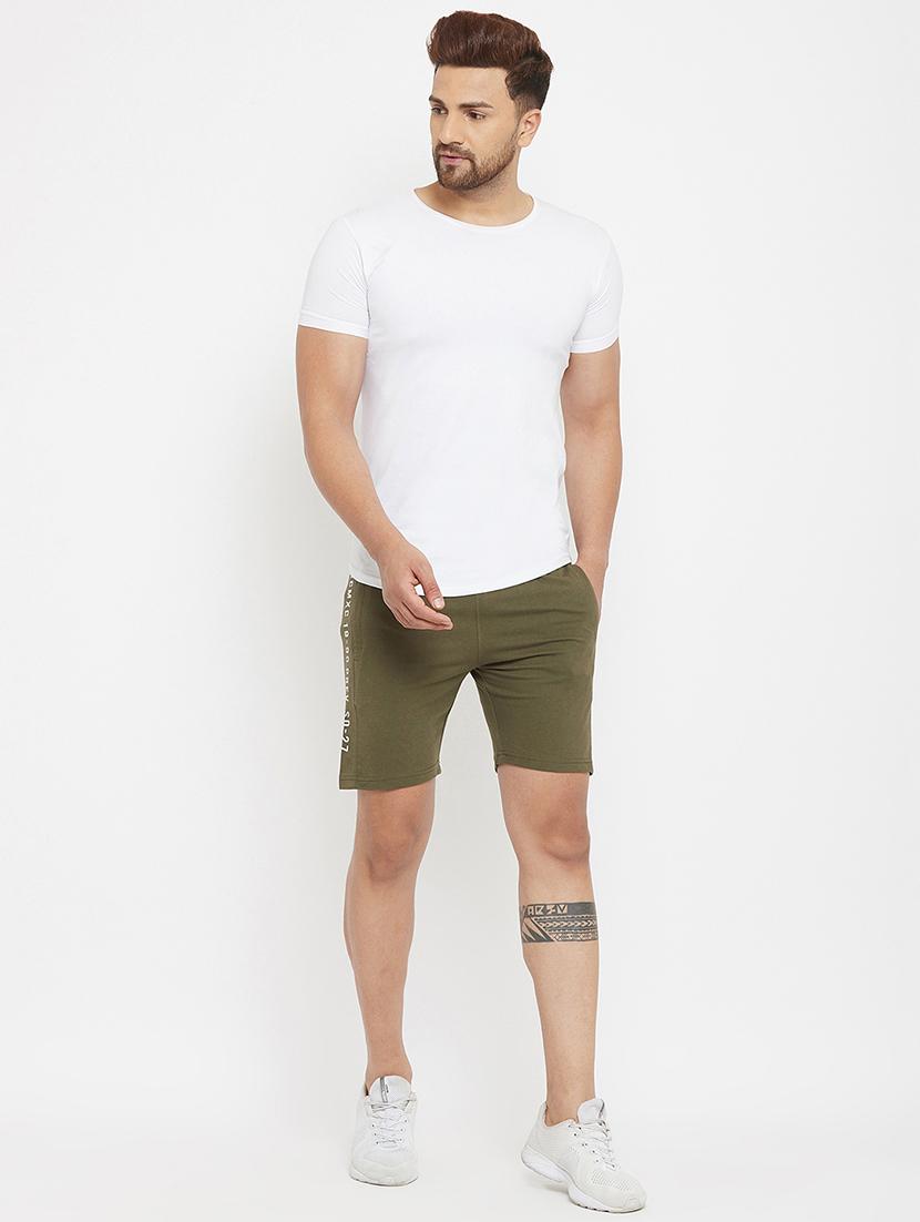 olive green side taped shorts - 17874025 - Standard Image - 4