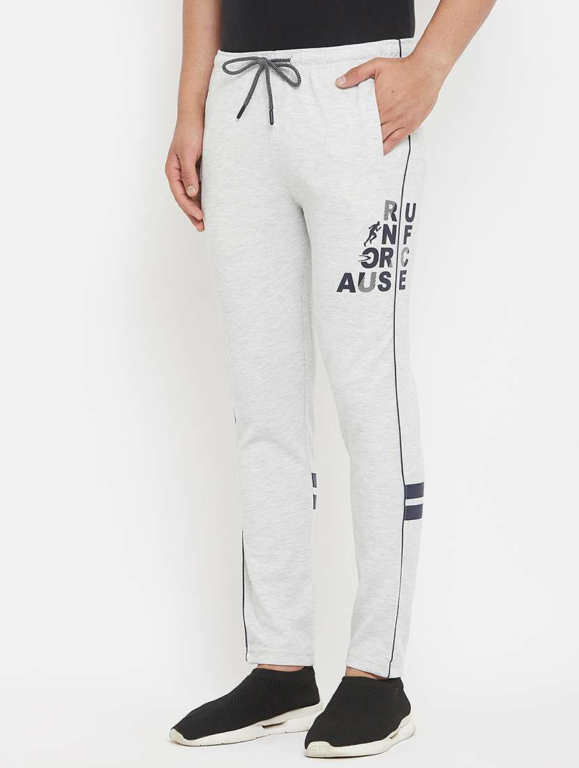 white printed full length track pant - 17874032 - Standard Image - 1