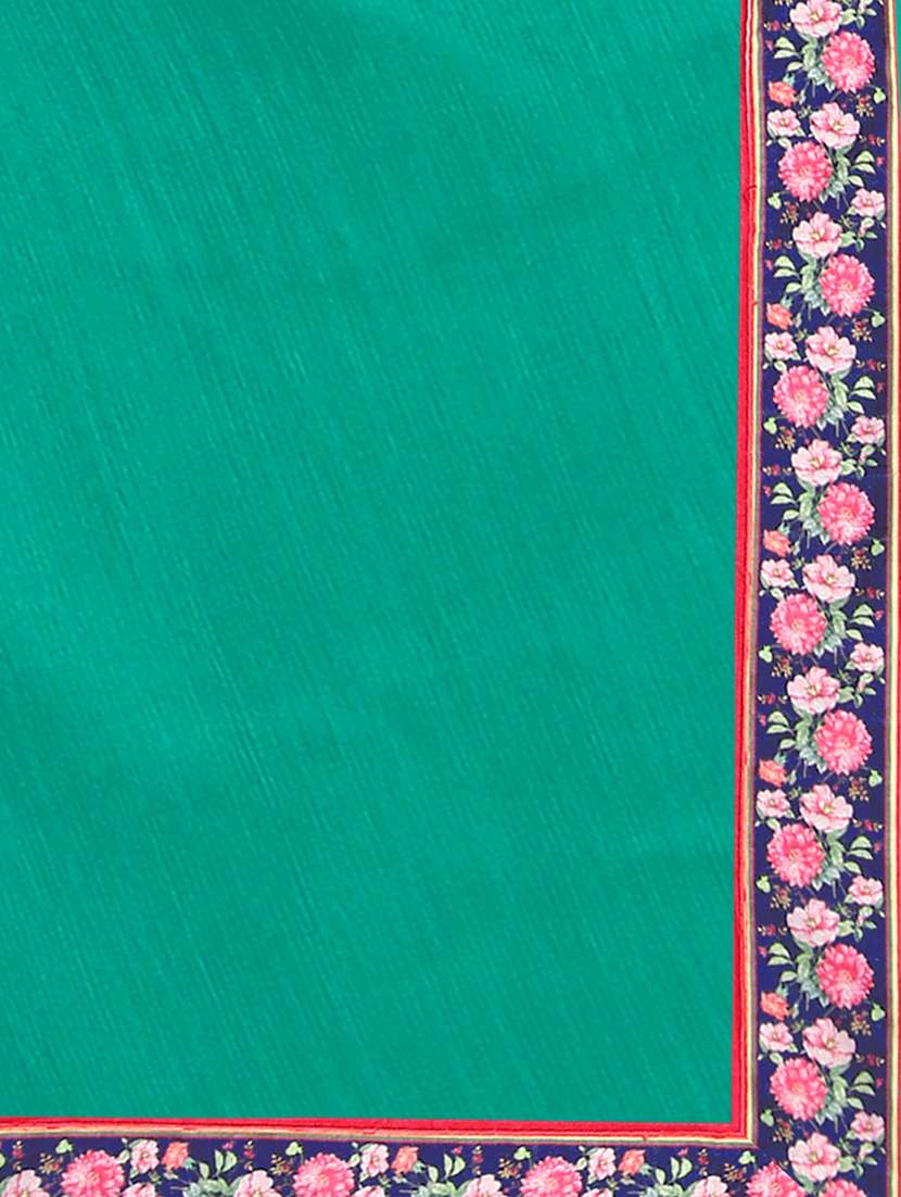 solid bordered saree with blouse - 17874196 - Standard Image - 4