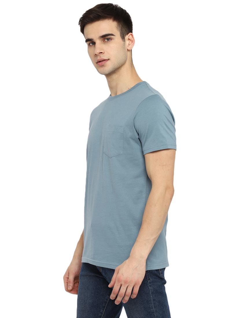 blue solid pocket t-shirt - 17874295 - Standard Image - 1