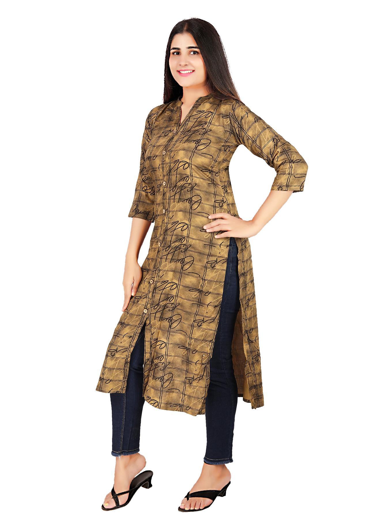 jacket type rayon long kurtis  - 17874301 -  Standard Image - 1