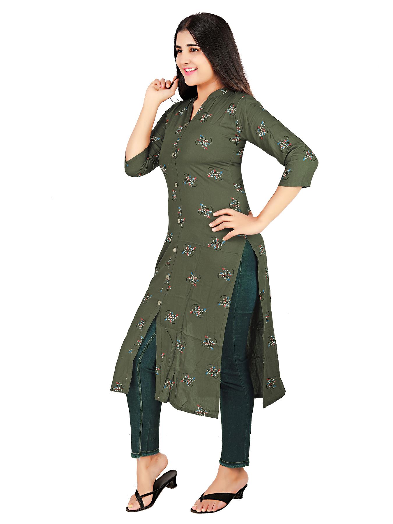 a line long rayon kurti with - 17874302 - Standard Image - 1