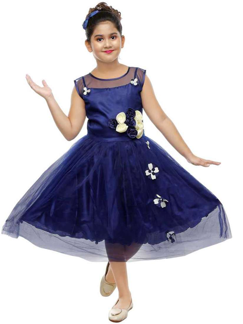 negup midi/knee length beach wear dress  (blue, sleeveless) - 17874841 -  Standard Image - 4