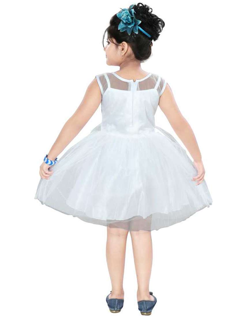 negup girls midi/knee length party dress white (multicolor, sleeveless) - 17874922 -  Standard Image - 1