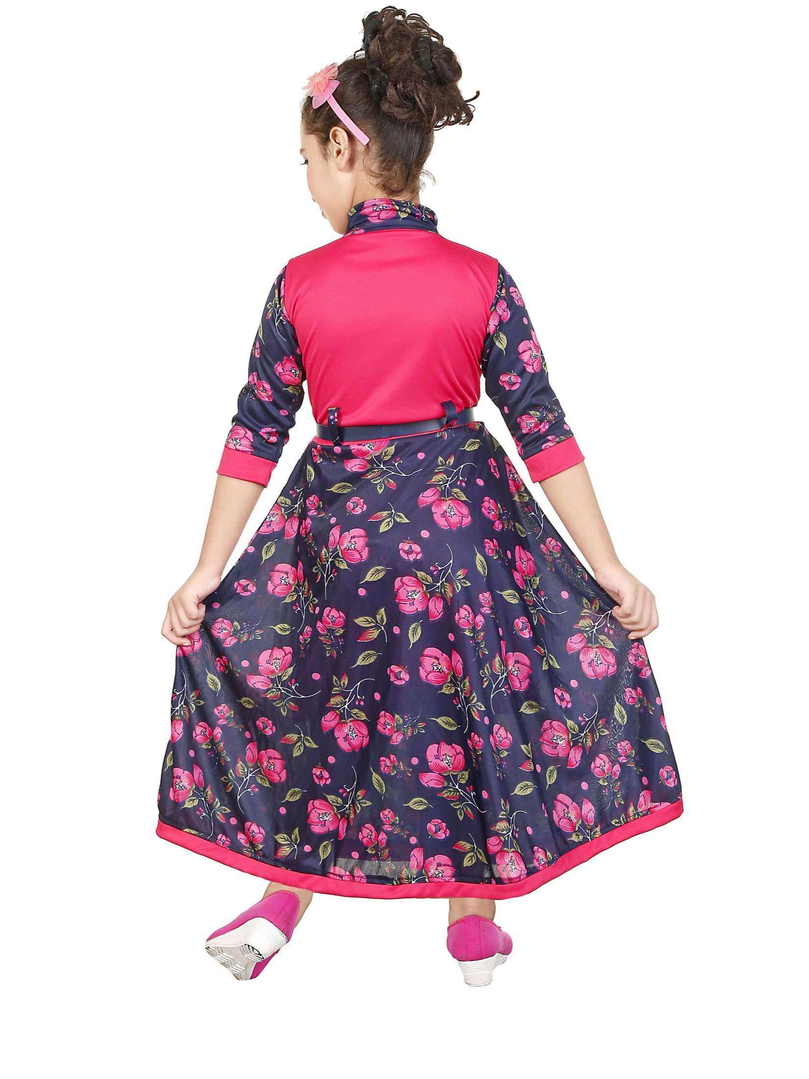 negup girls maxi/full length festive/wedding dress  (multicolor, 3/4 sleeve) - 17874962 -  Standard Image - 1