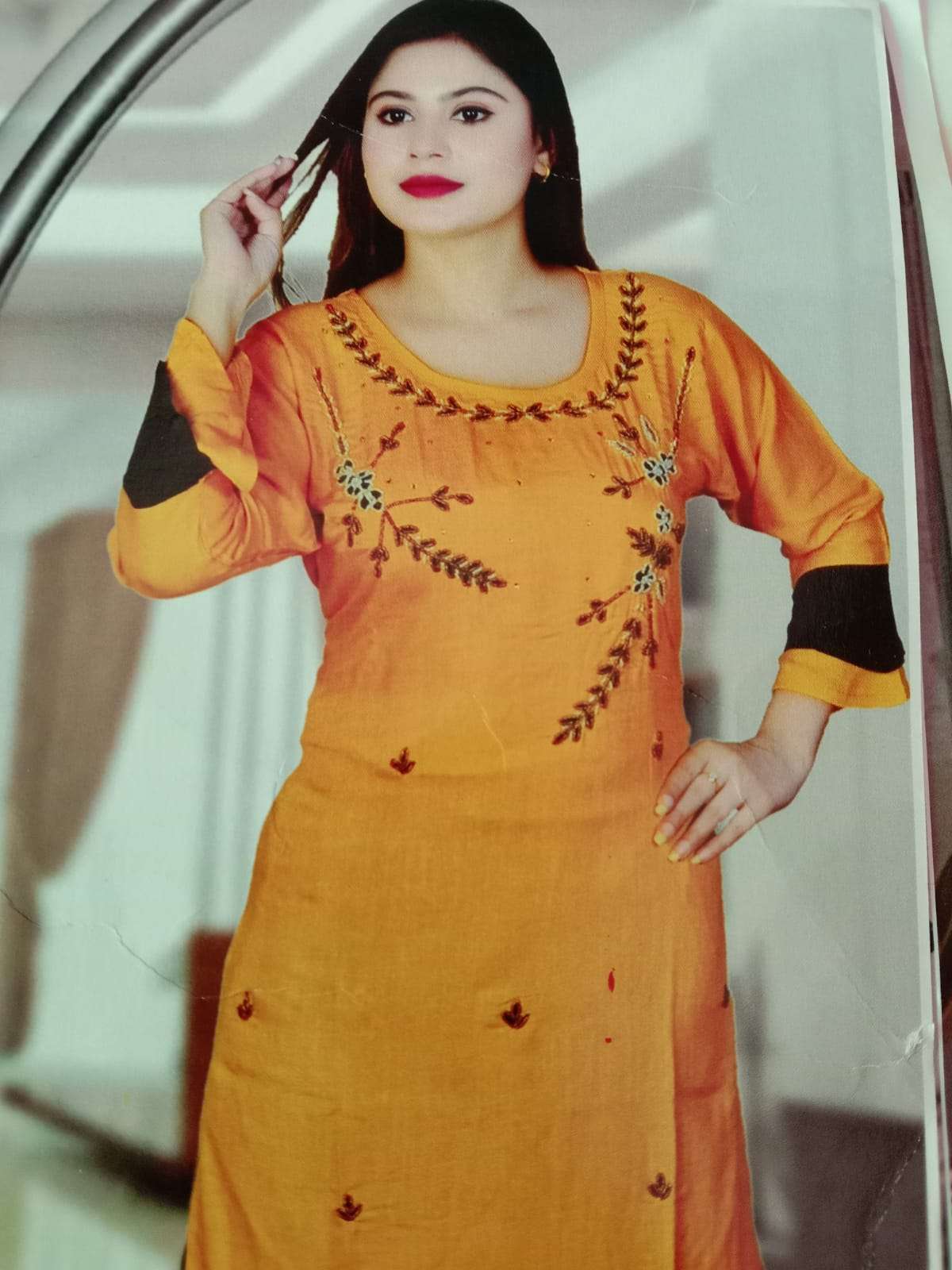 yellow silk kurti - 17875162 - Standard Image - 1