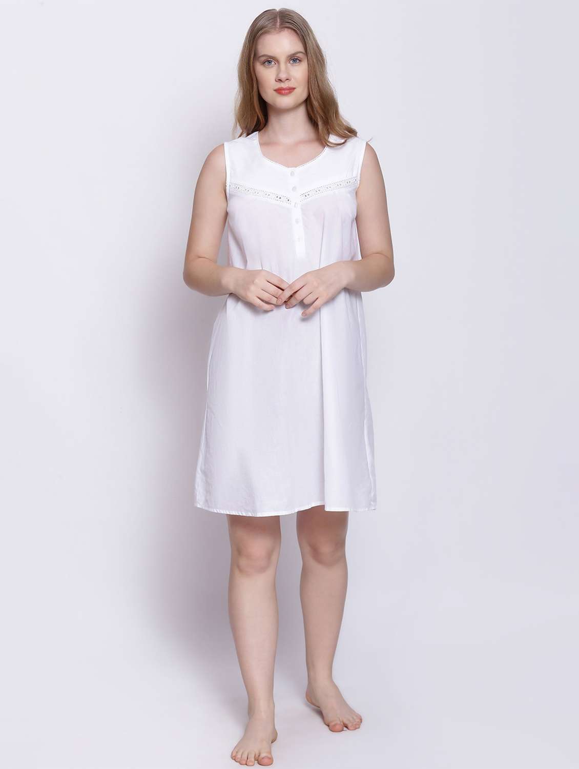 round neck solid sleepshirt - 17875187 - Standard Image - 4