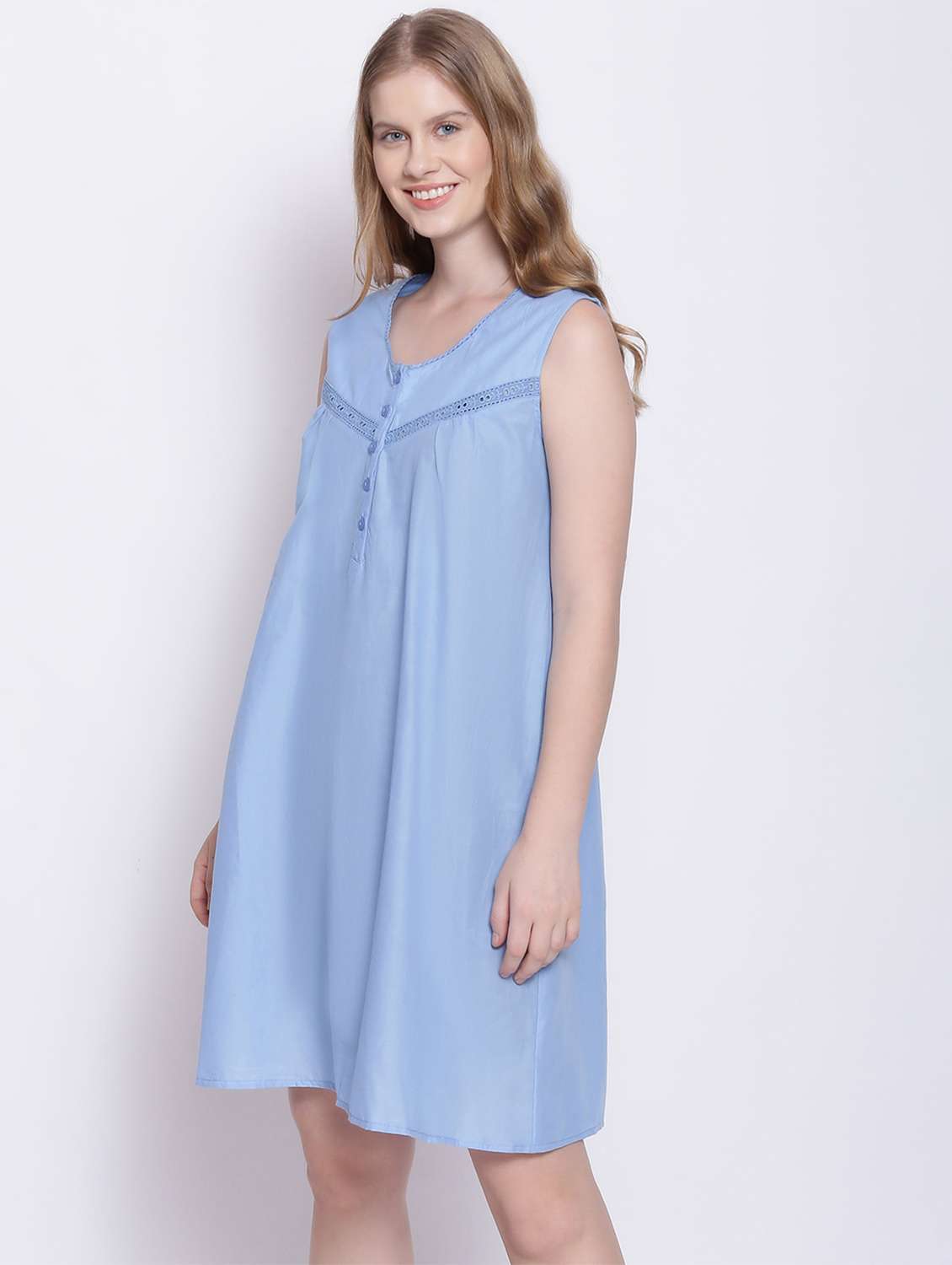 round neck solid sleepshirt - 17875188 - Standard Image - 1