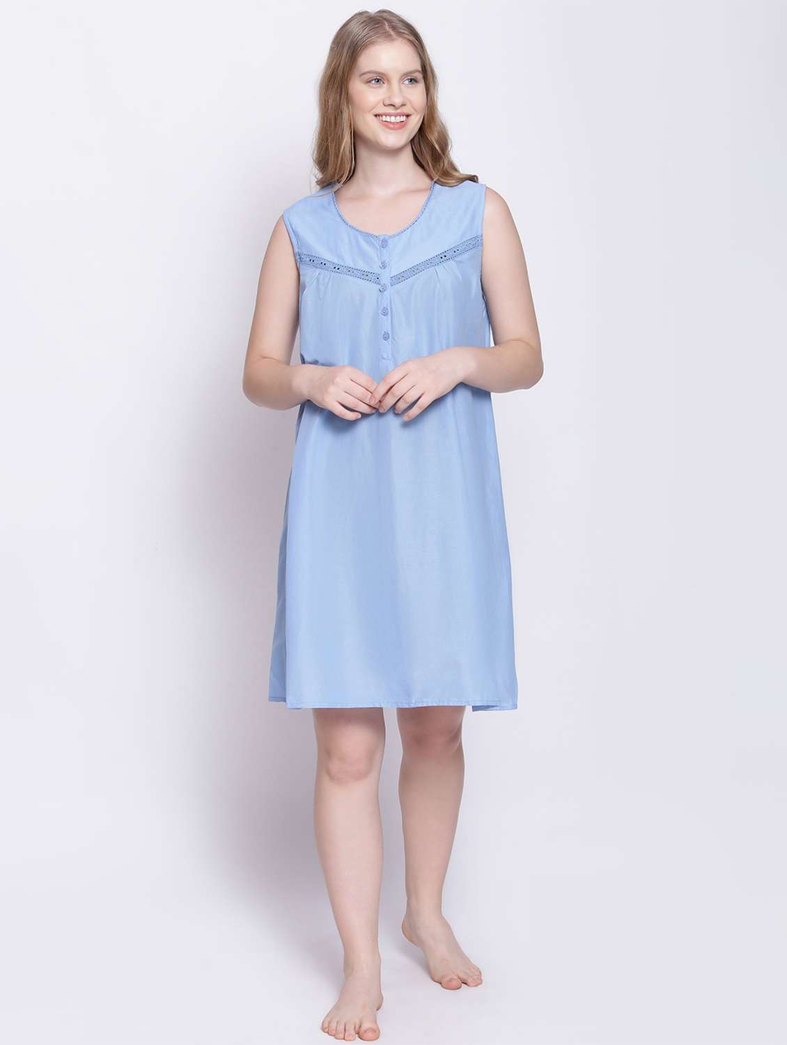 round neck solid sleepshirt - 17875188 - Standard Image - 4