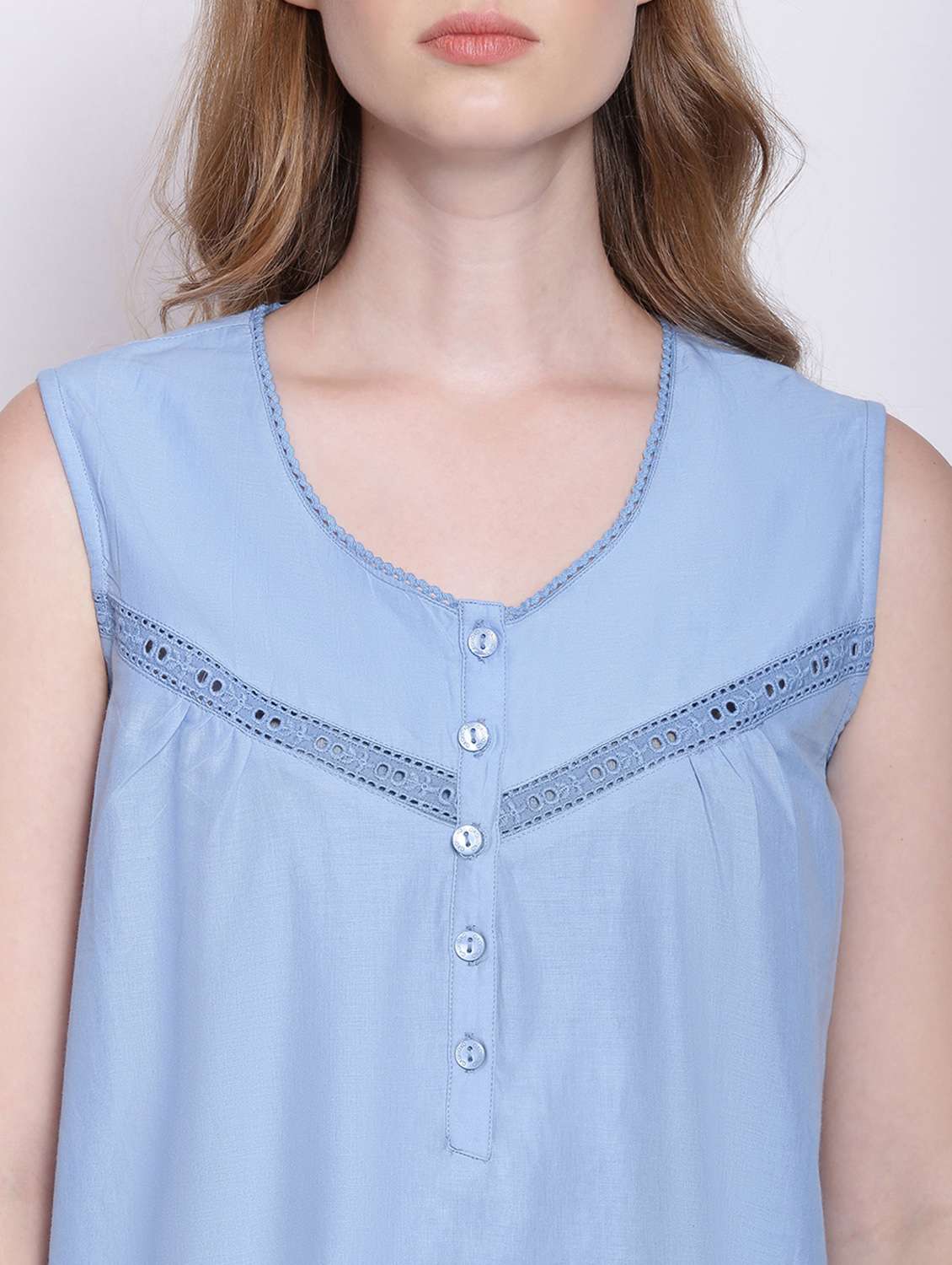 round neck solid sleepshirt - 17875188 - Standard Image - 6