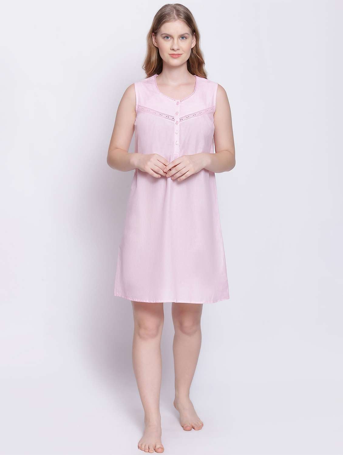 round neck solid sleepshirt - 17875189 - Standard Image - 4