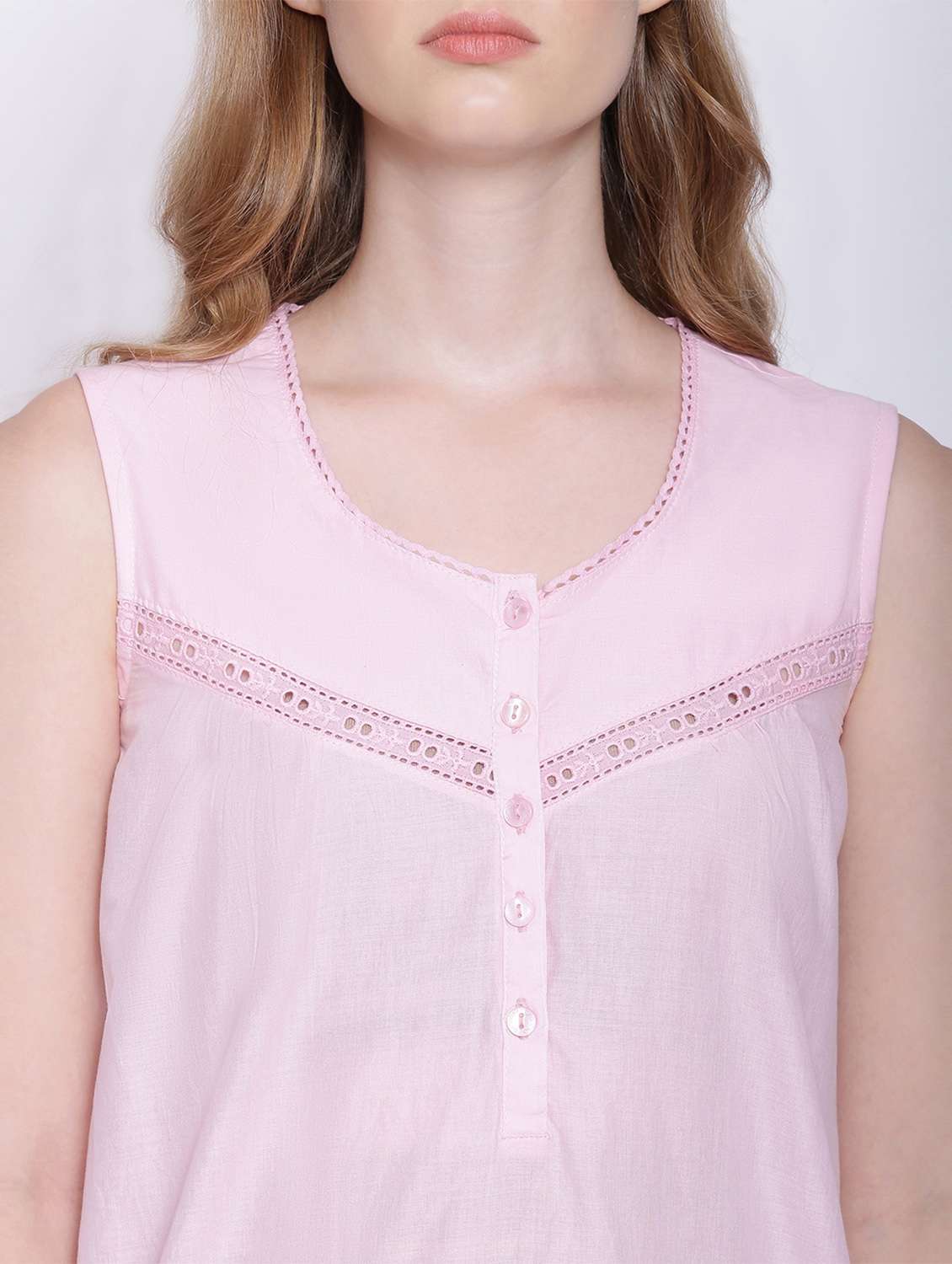 round neck solid sleepshirt - 17875189 - Standard Image - 6