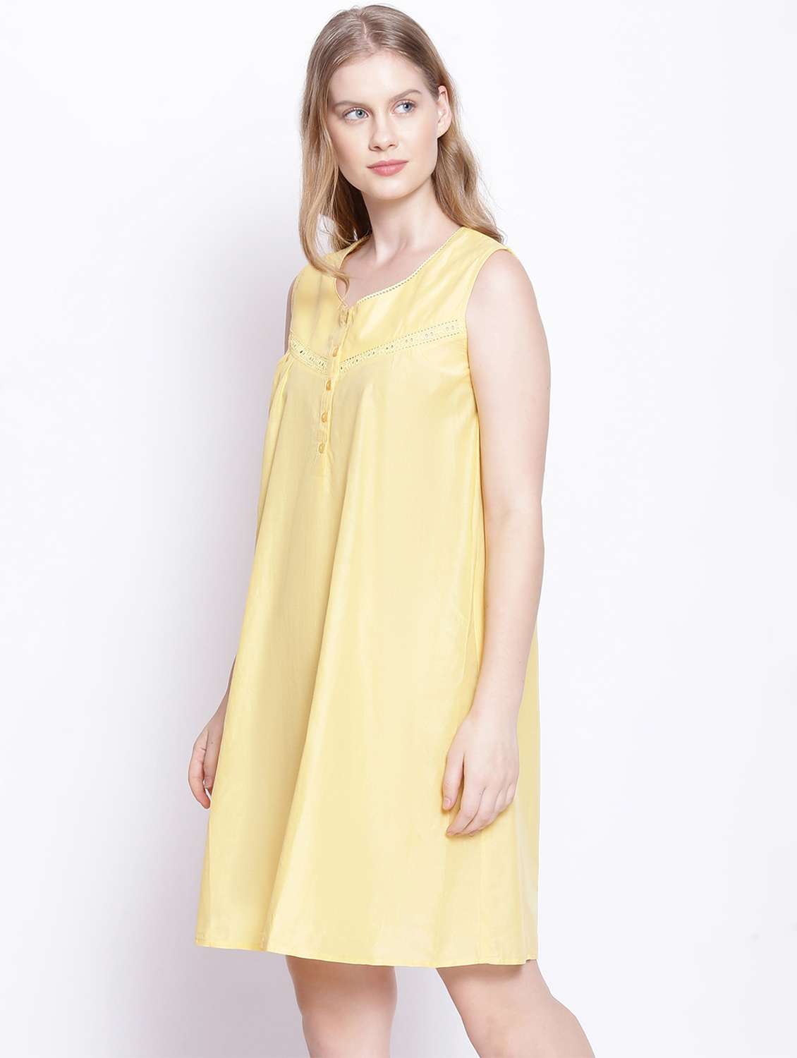 solid yellow round neck solid sleepshirt  - 17875190 -  Standard Image - 1