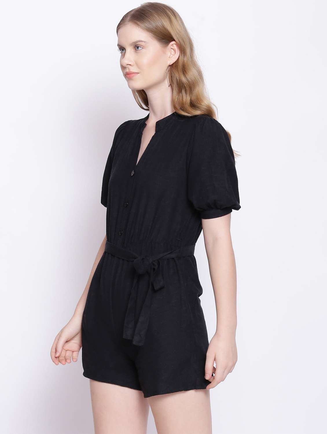 tie front solid romper  - 17875202 -  Standard Image - 1