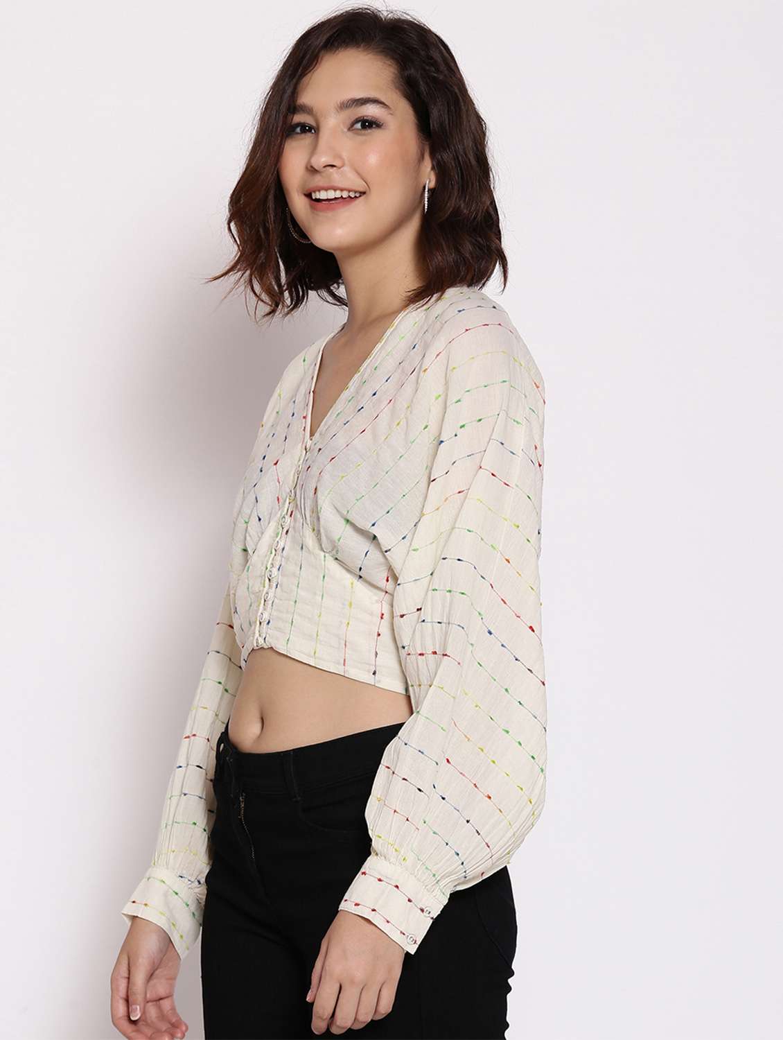 women's crop v neck top - 17875208 -  Standard Image - 1