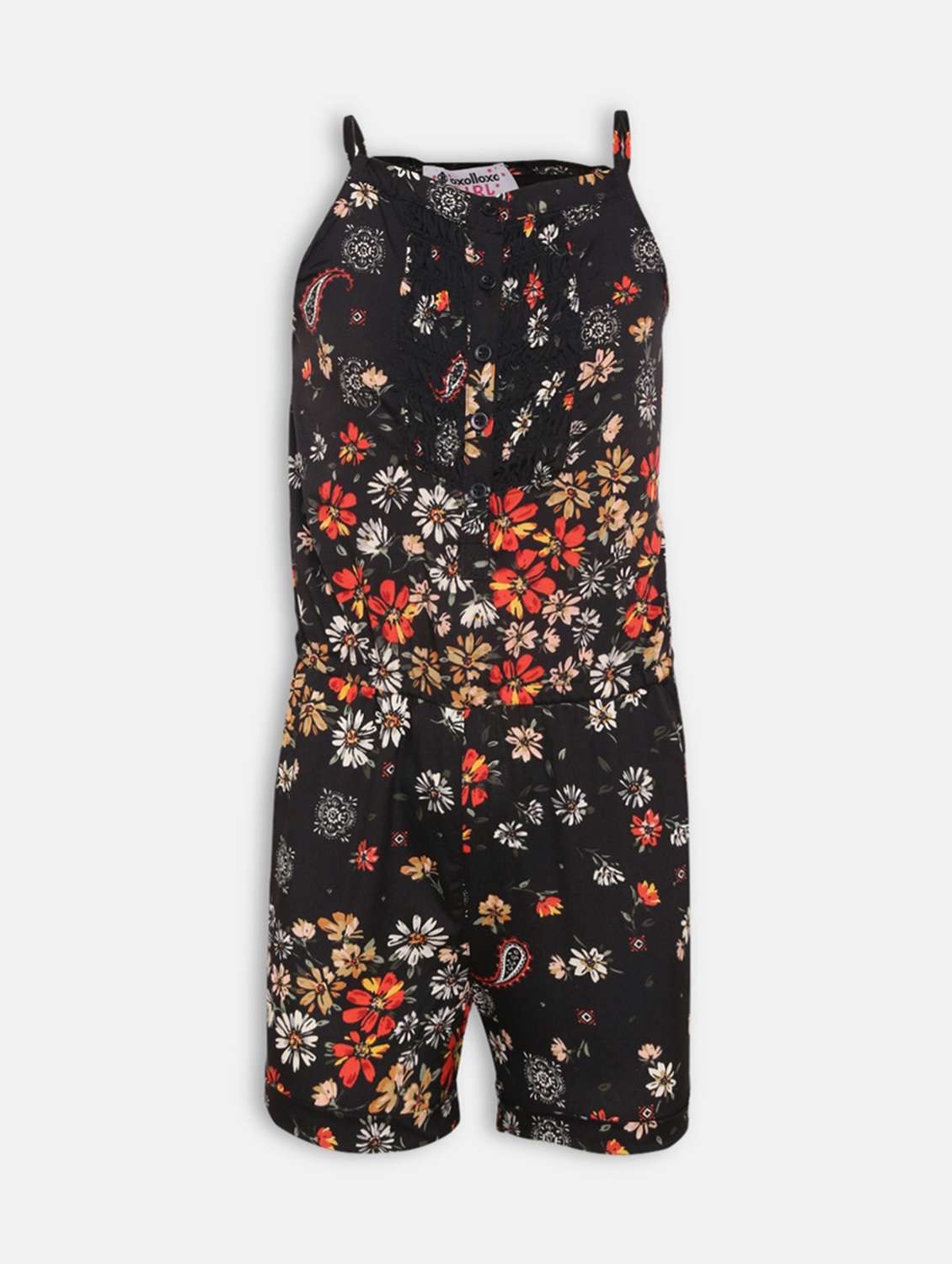 black floral playsuit