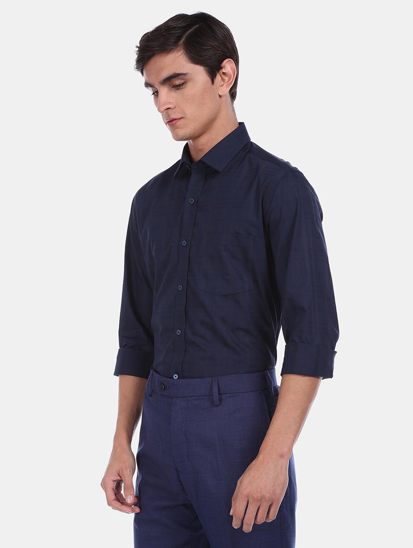 navy blue checkered formal shirt - 17876128 -  Standard Image - 1