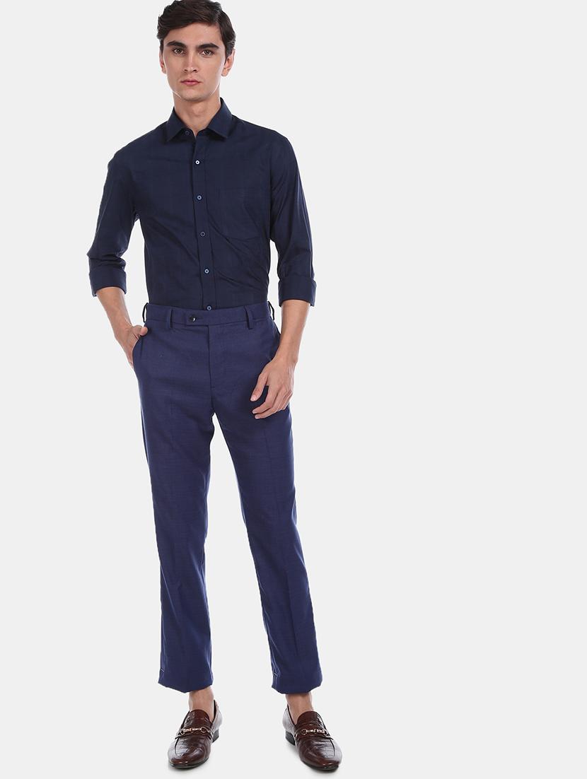 navy blue checkered formal shirt - 17876128 - Standard Image - 4