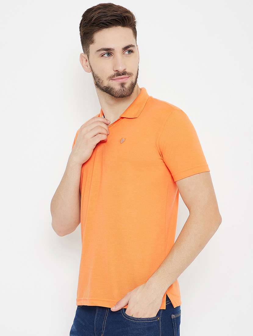 orange solid polo t-shirt - 17876913 - Standard Image - 1