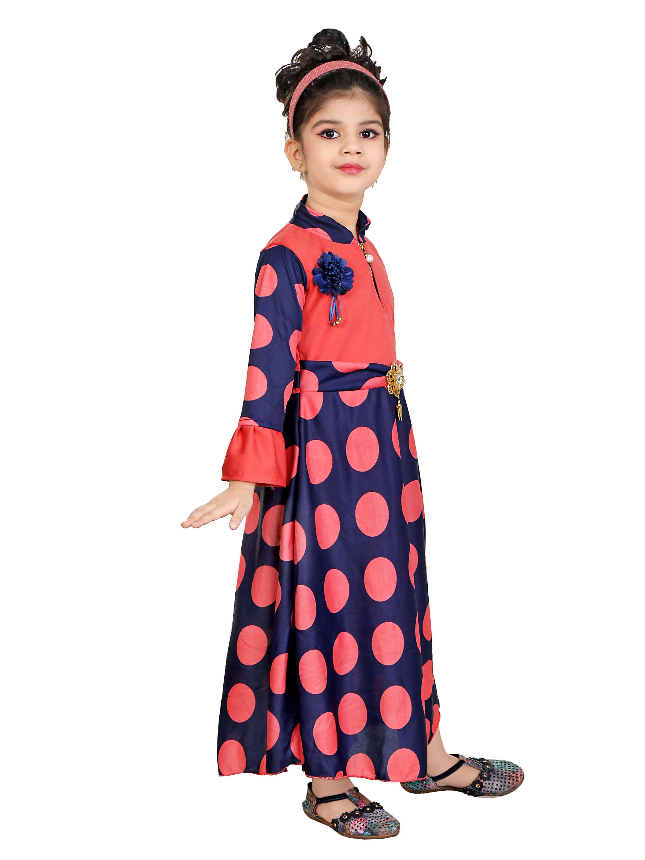 negup girls maxi/full length party dress  (pink, full sleeve) - 17881972 -  Standard Image - 1