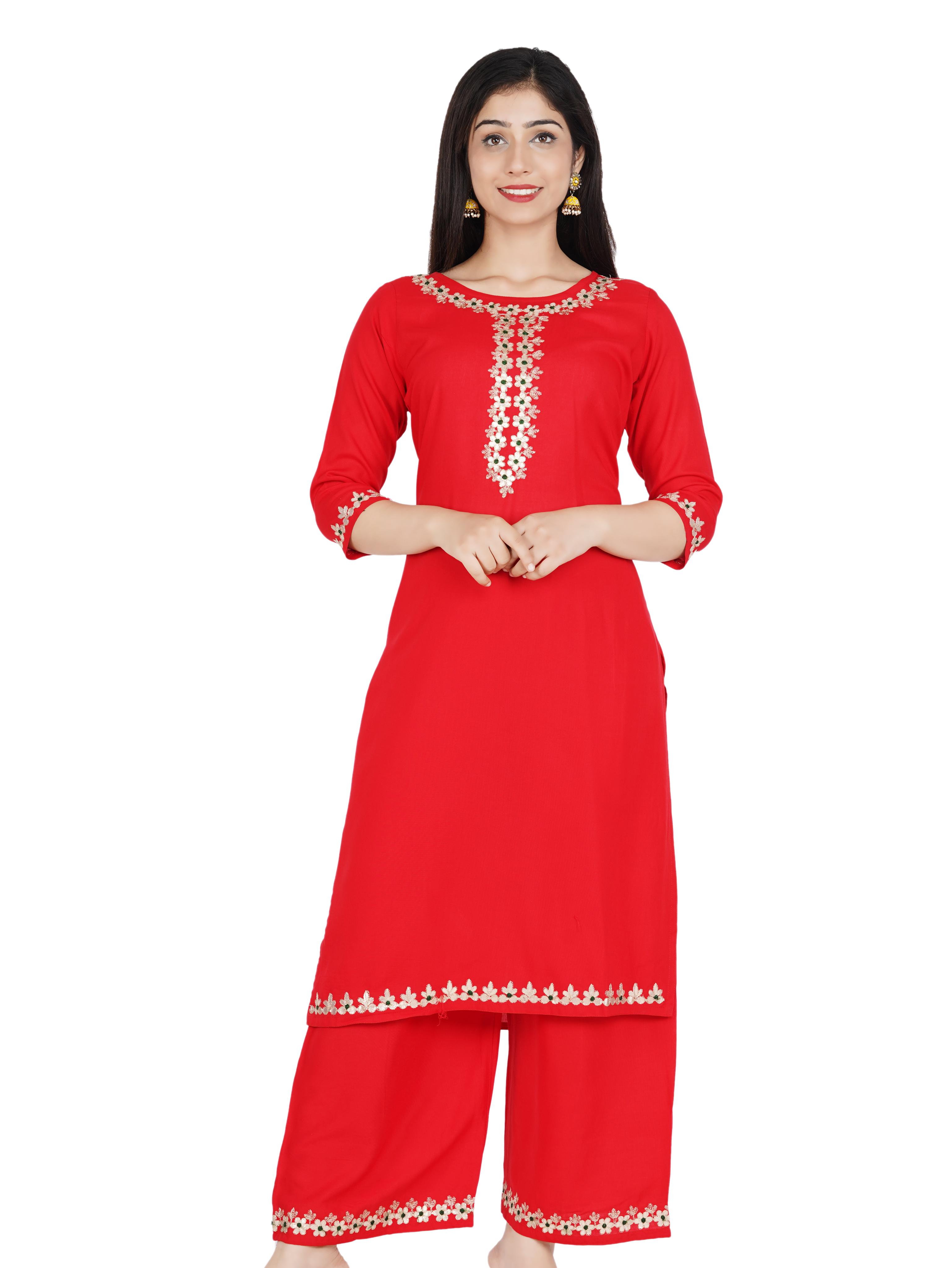 red silk kurti - 17882174 - Standard Image - 1