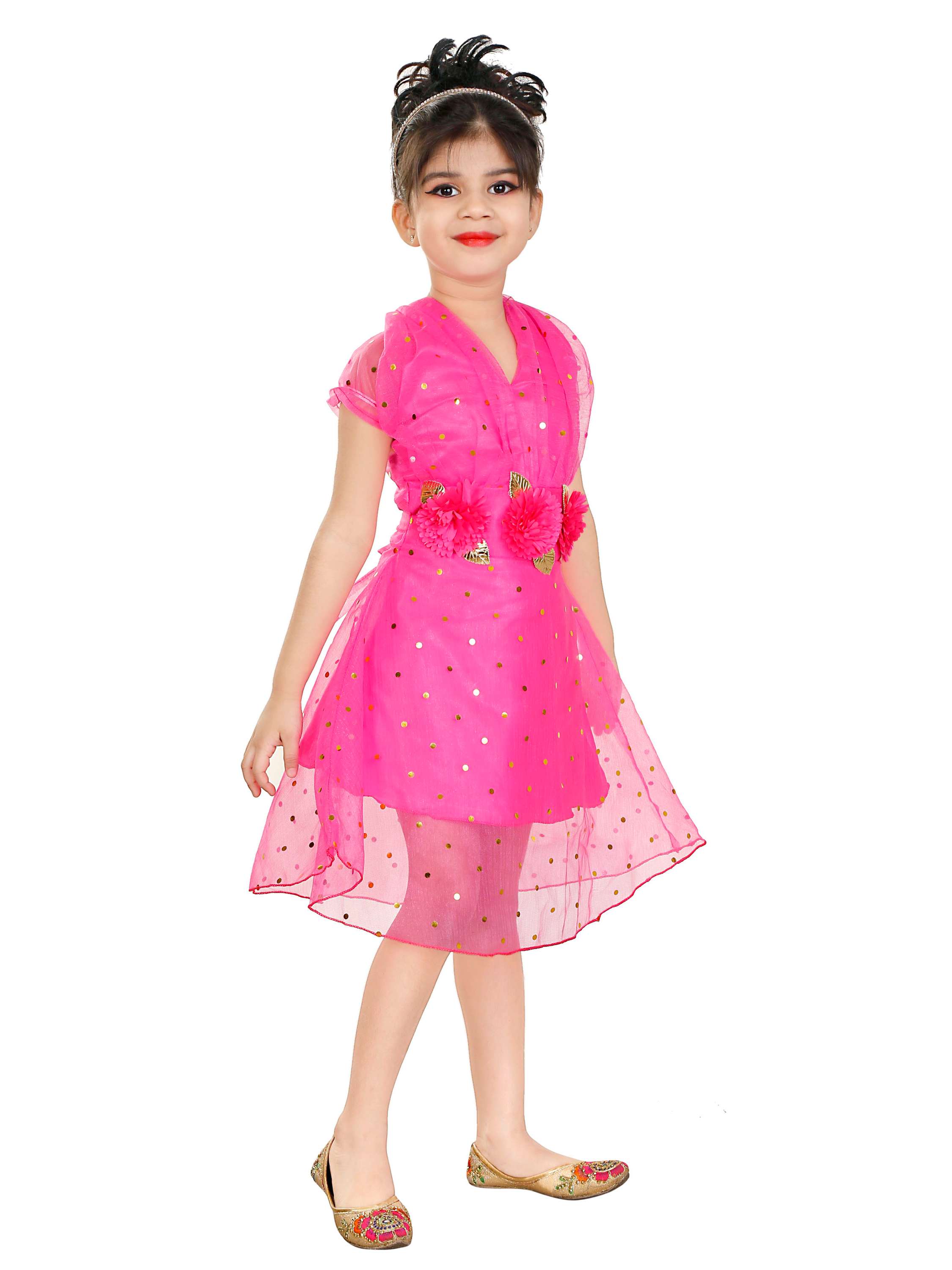 negup girls midi/knee length party dress  (pink, sleeveless) - 17882595 -  Standard Image - 1