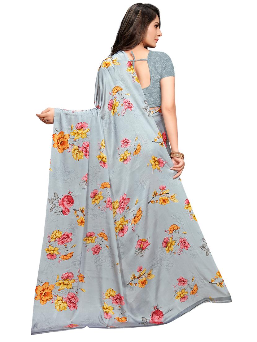 floral printed saree with blouse - 17882711 - Standard Image - 1