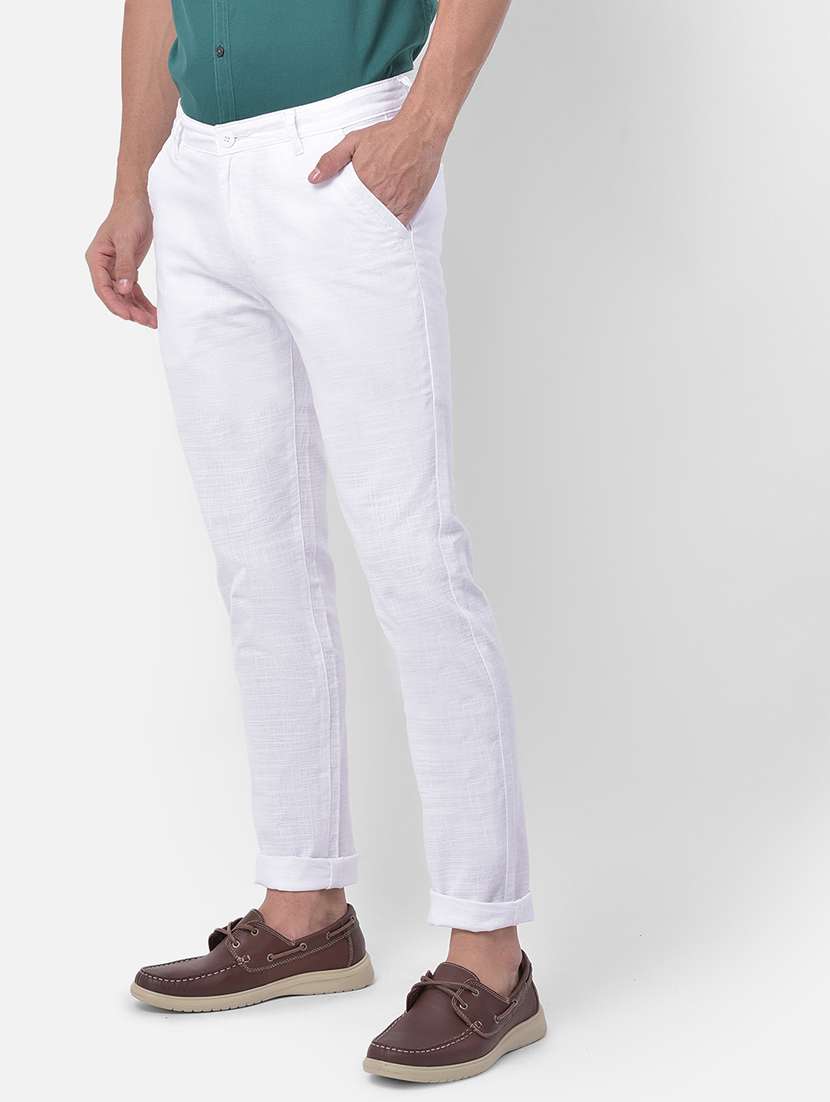 white solid linen chinos - 17882879 -  Standard Image - 1
