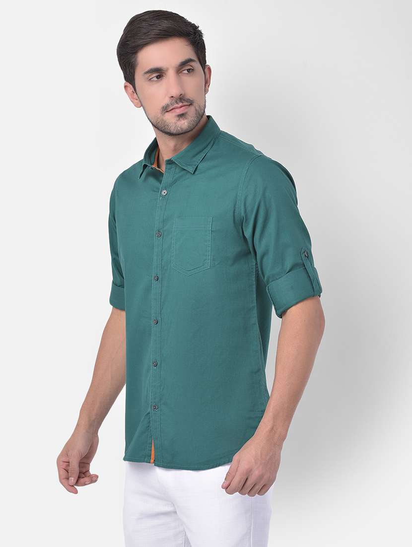 green solid casual shirt - 17882892 - Standard Image - 1