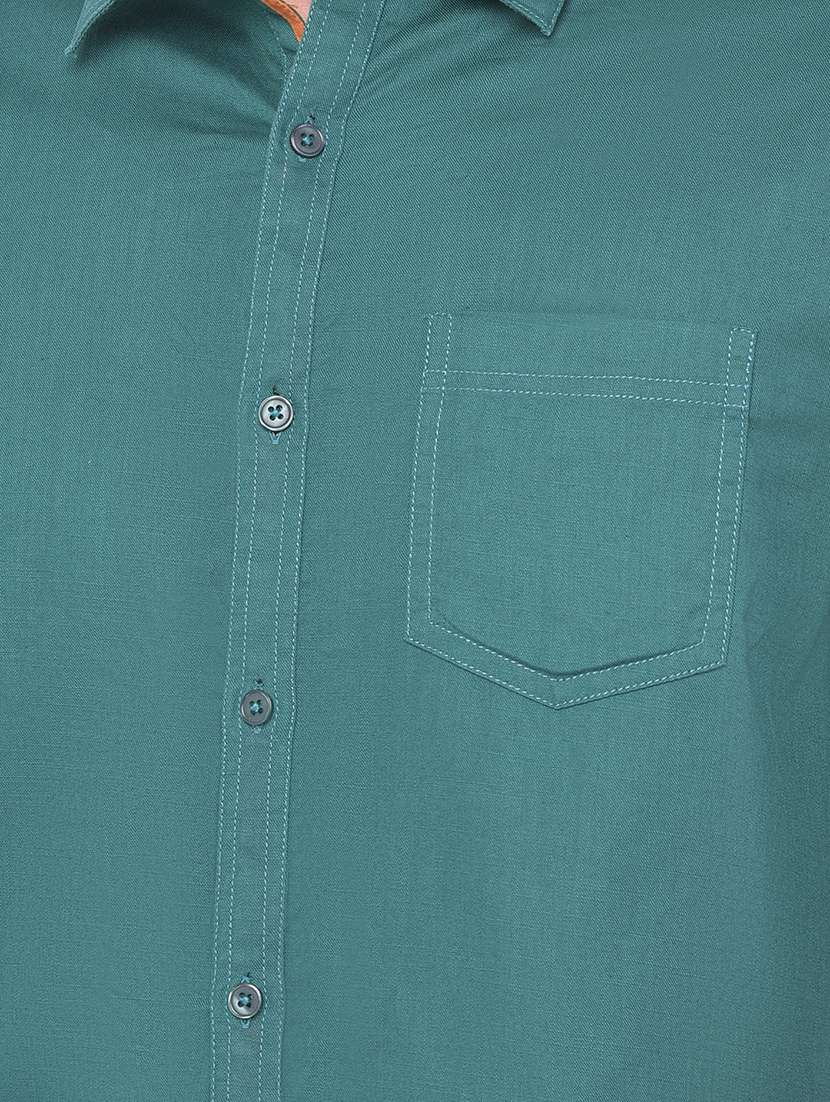 green solid casual shirt - 17882892 - Standard Image - 4