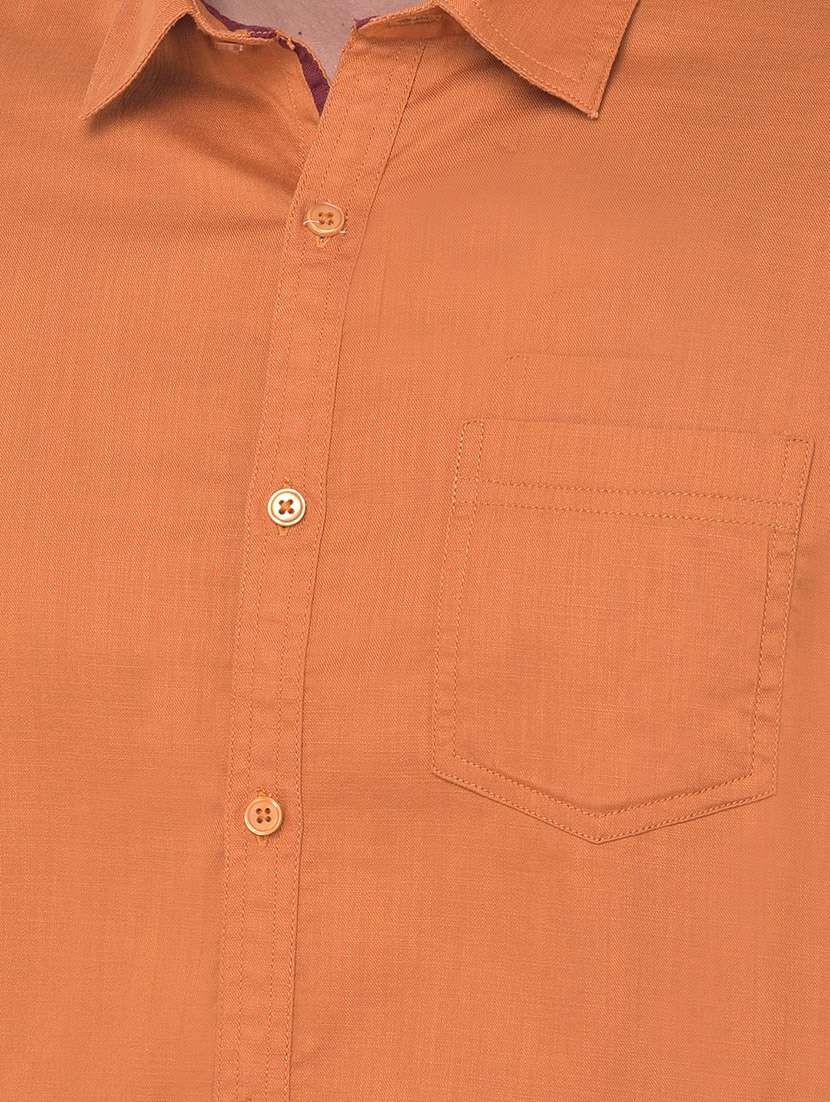 orange solid casual shirt - 17882894 - Standard Image - 4
