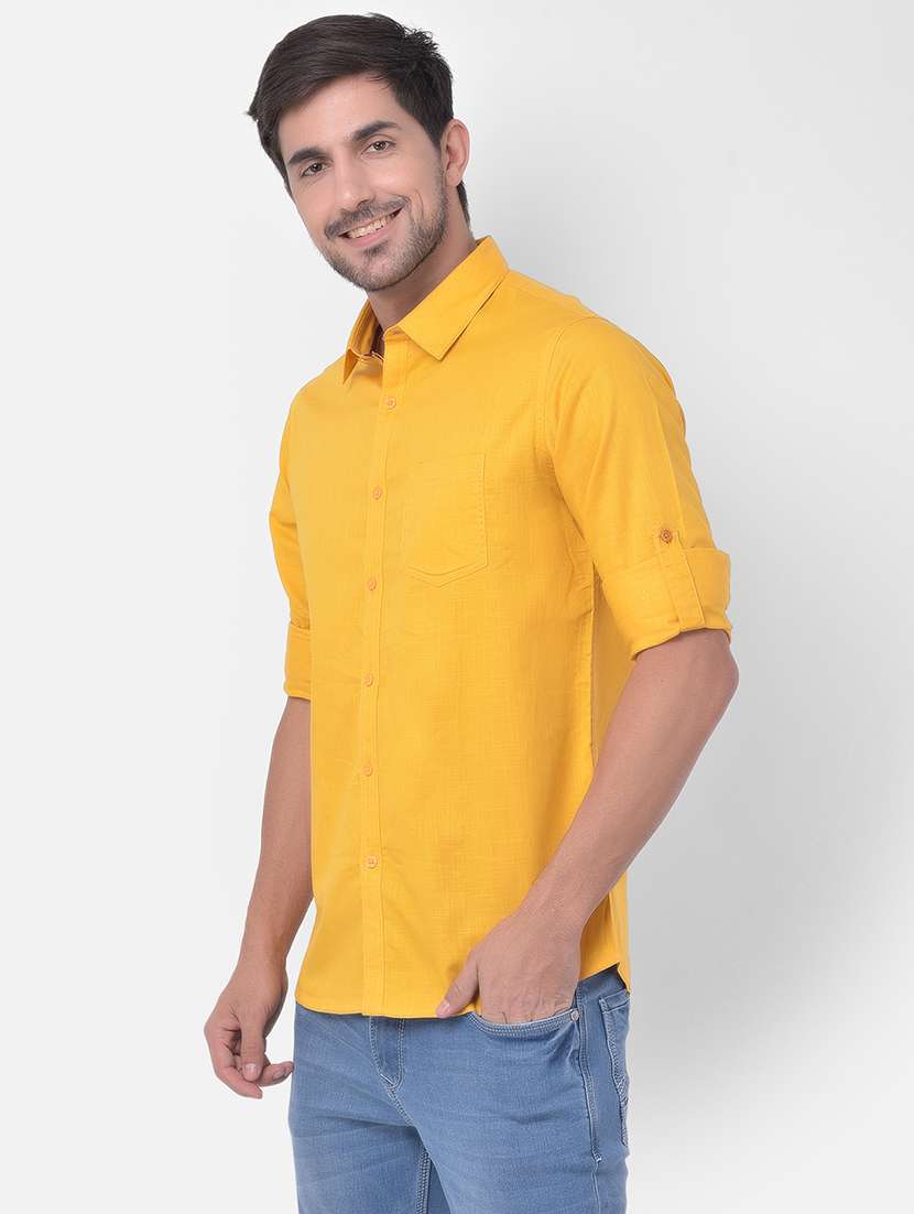 yellow solid casual shirt - 17882895 -  Standard Image - 1