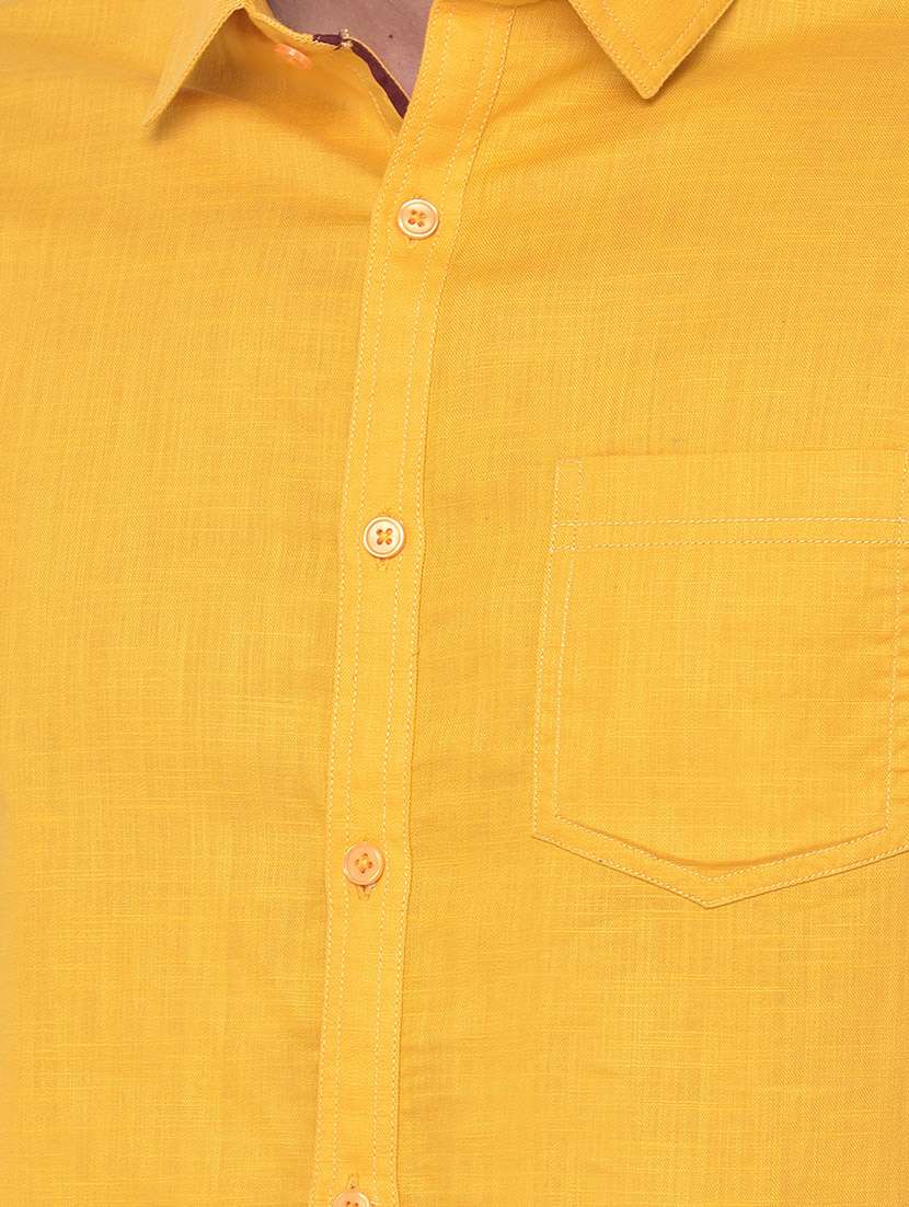 yellow solid casual shirt - 17882895 - Standard Image - 4