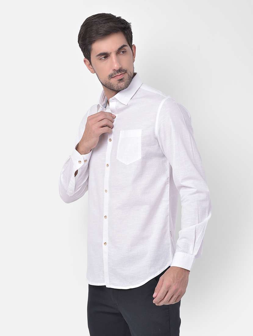 white solid casual shirt - 17882898 -  Standard Image - 1