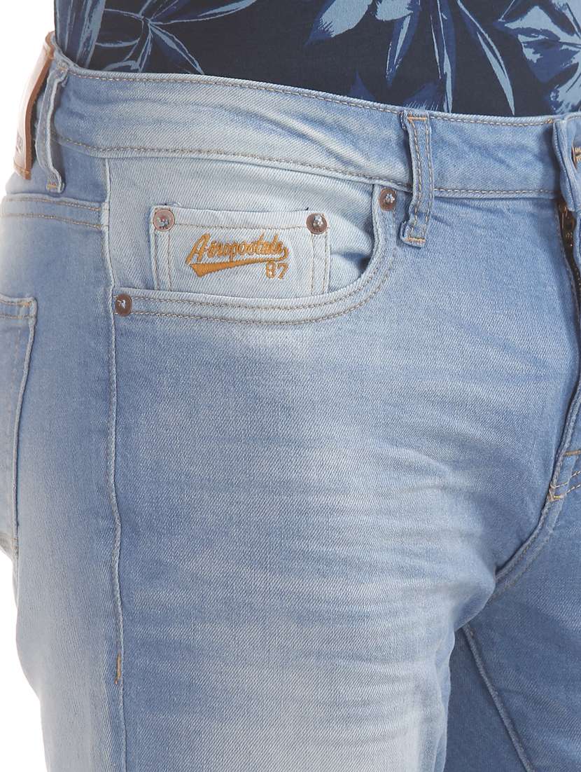 light blue light washed distresses denim jean - 17882924 - Standard Image - 4