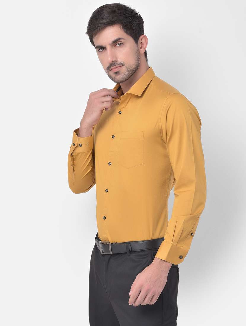 mustard solid formal shirt - 17883073 - Standard Image - 1