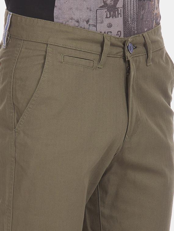 green solid flat front casual trouser - 17883155 - Standard Image - 4