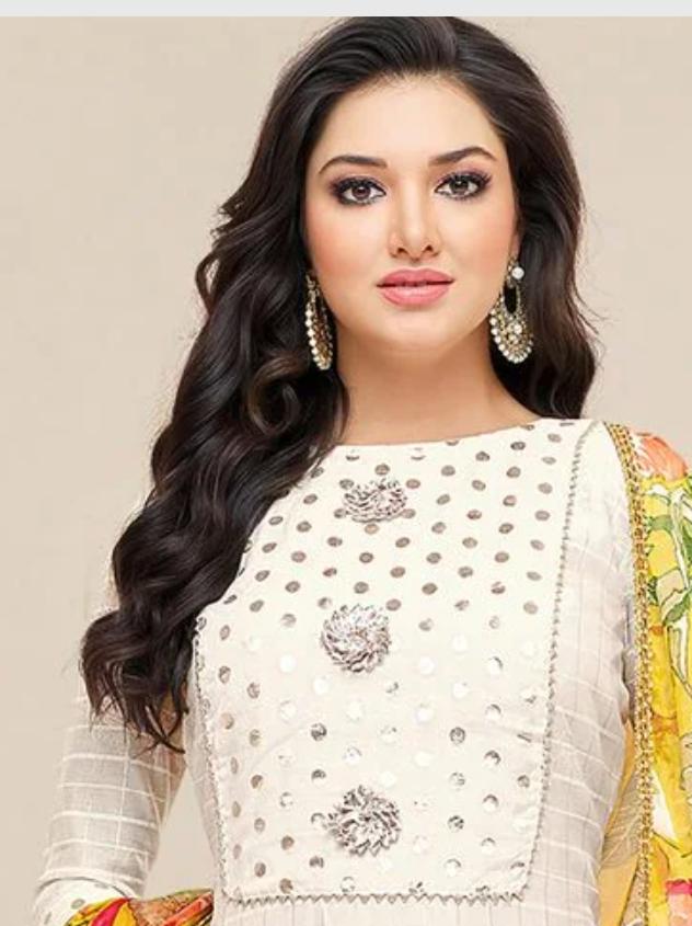 unstitched embroidered chanderi cotton dress material - 17883634 - Standard Image - 1