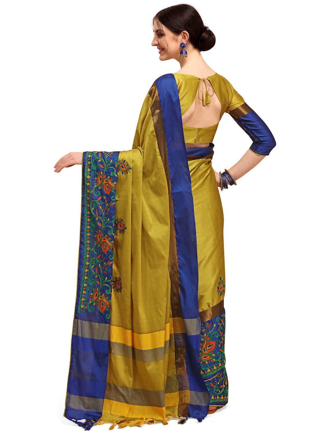 contrast embroidered saree - 17883795 - Standard Image - 1