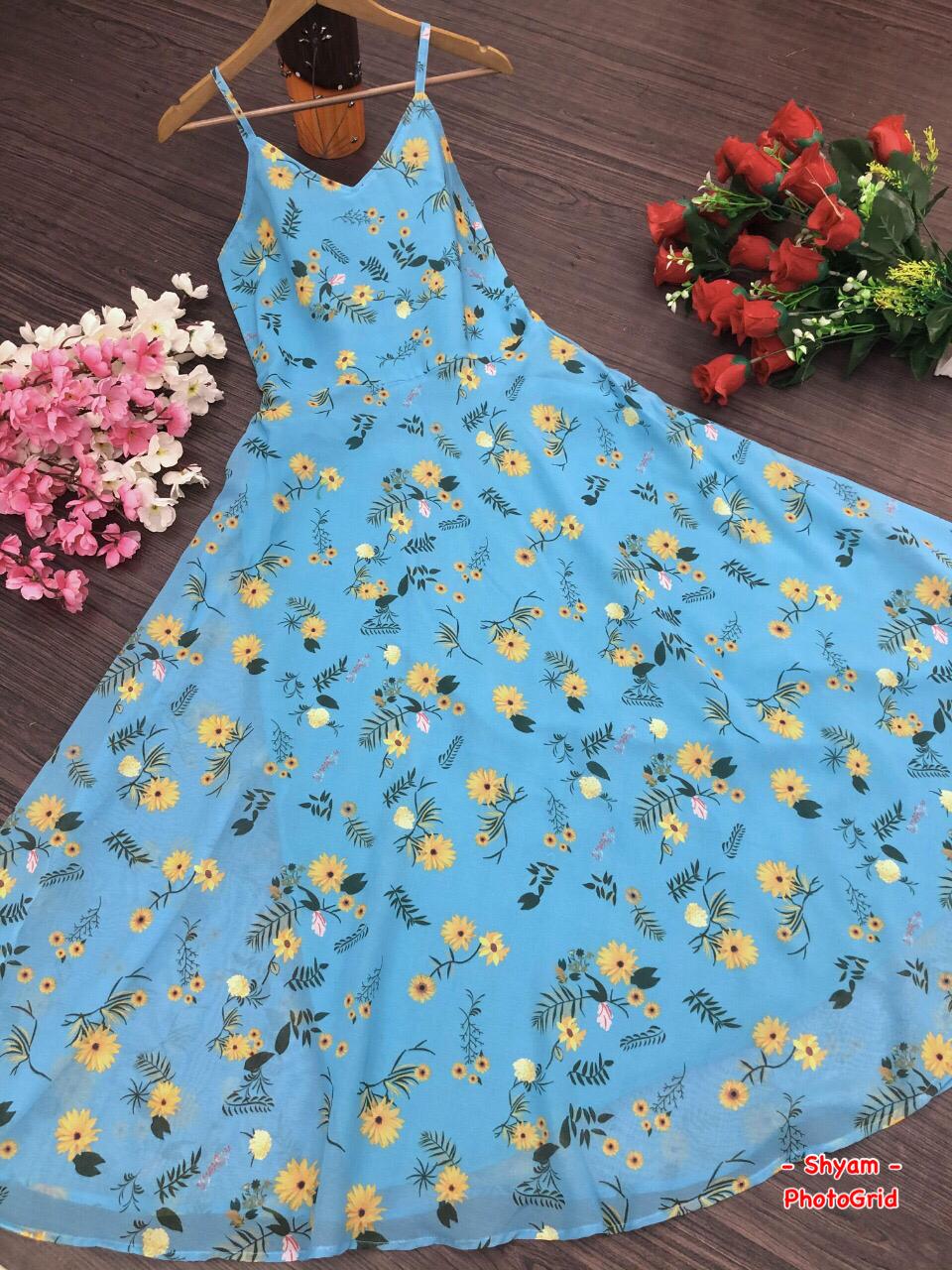 lightblue rayon party gown - 17883859 - Standard Image - 1