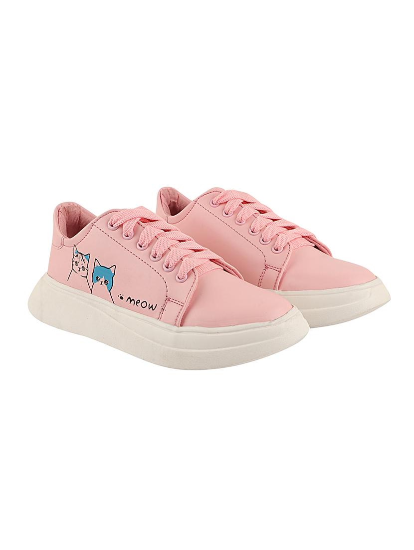 pink synthetic laceup casual shoes - 17885296 -  Standard Image - 1
