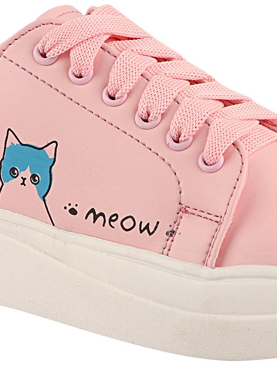 pink synthetic laceup casual shoes - 17885296 - Standard Image - 4