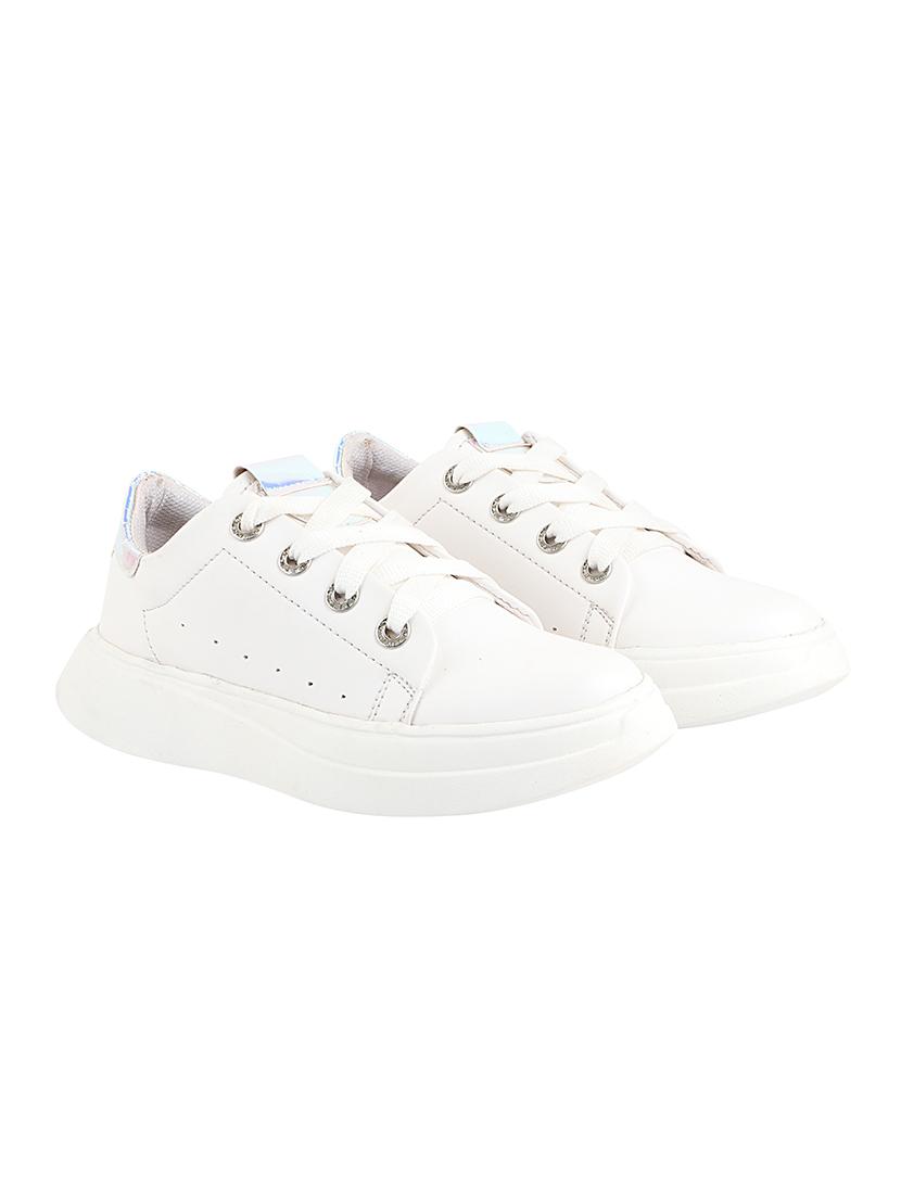 white synthetic laceup casual shoes - 17885305 - Standard Image - 1