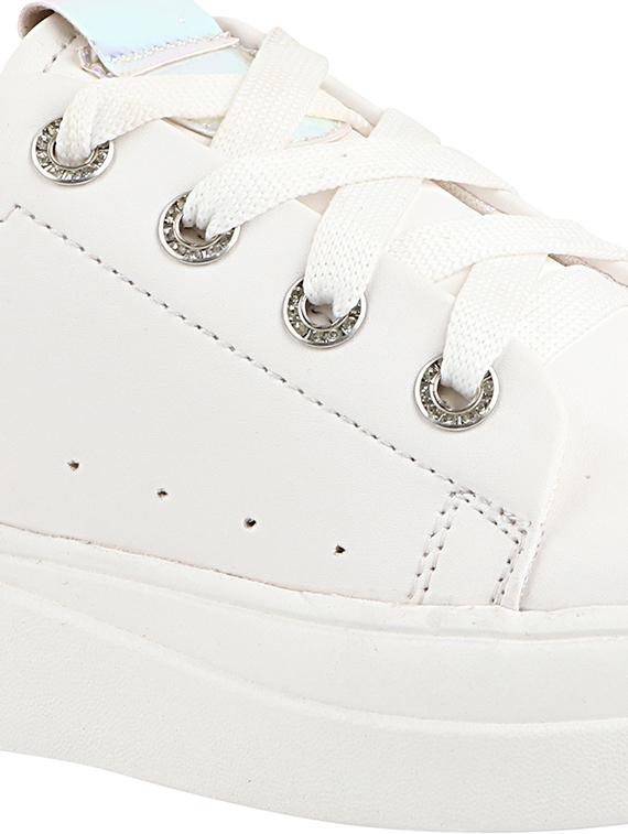 white synthetic laceup casual shoes - 17885305 - Standard Image - 4