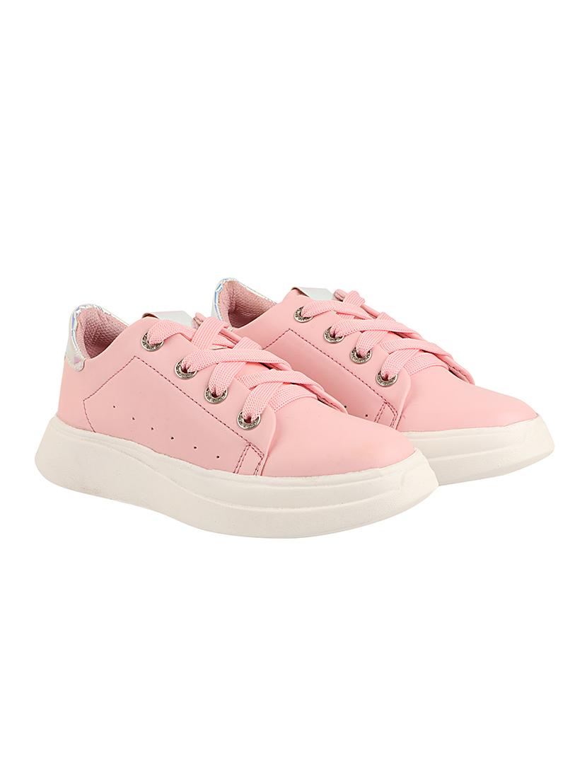 pink synthetic laceup casual shoes - 17885306 - Standard Image - 1