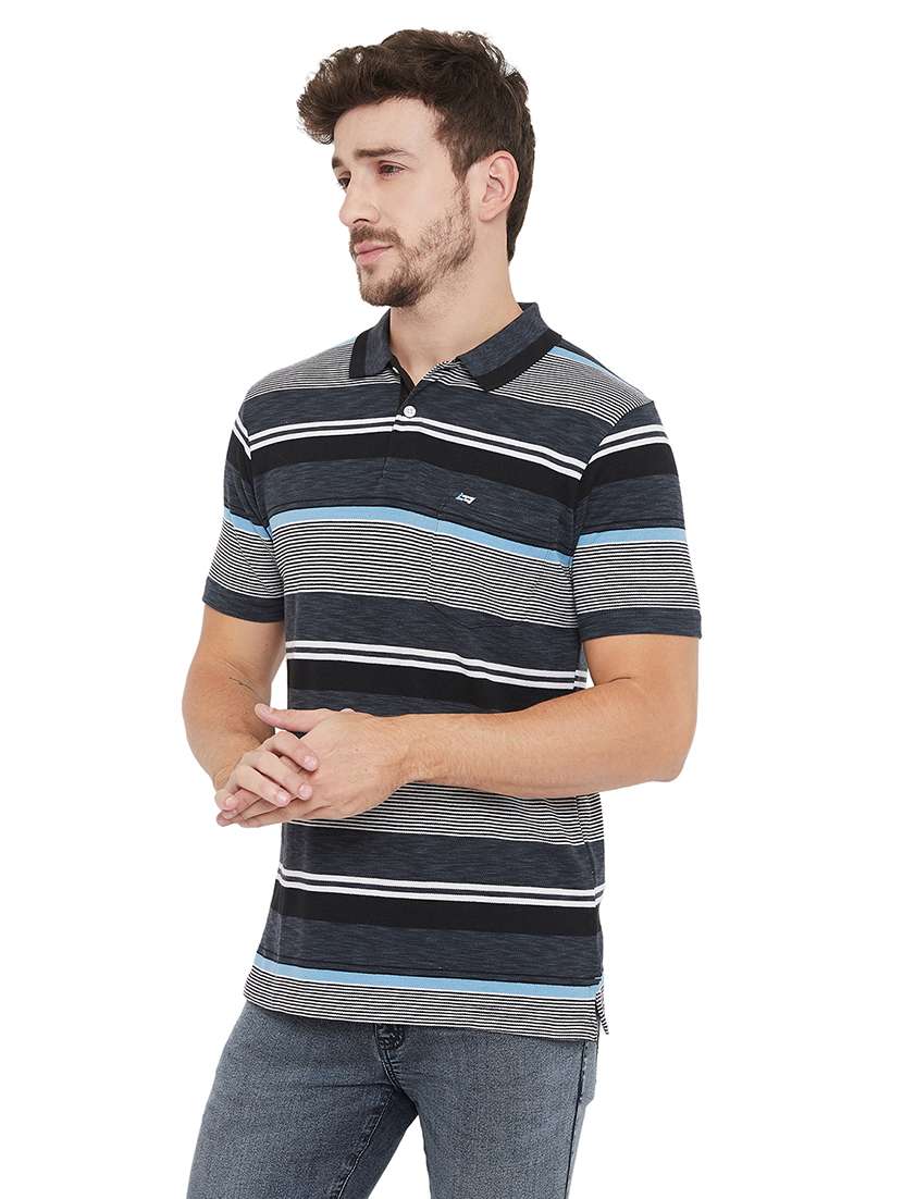 grey striped polo t-shirt - 17887153 -  Standard Image - 1