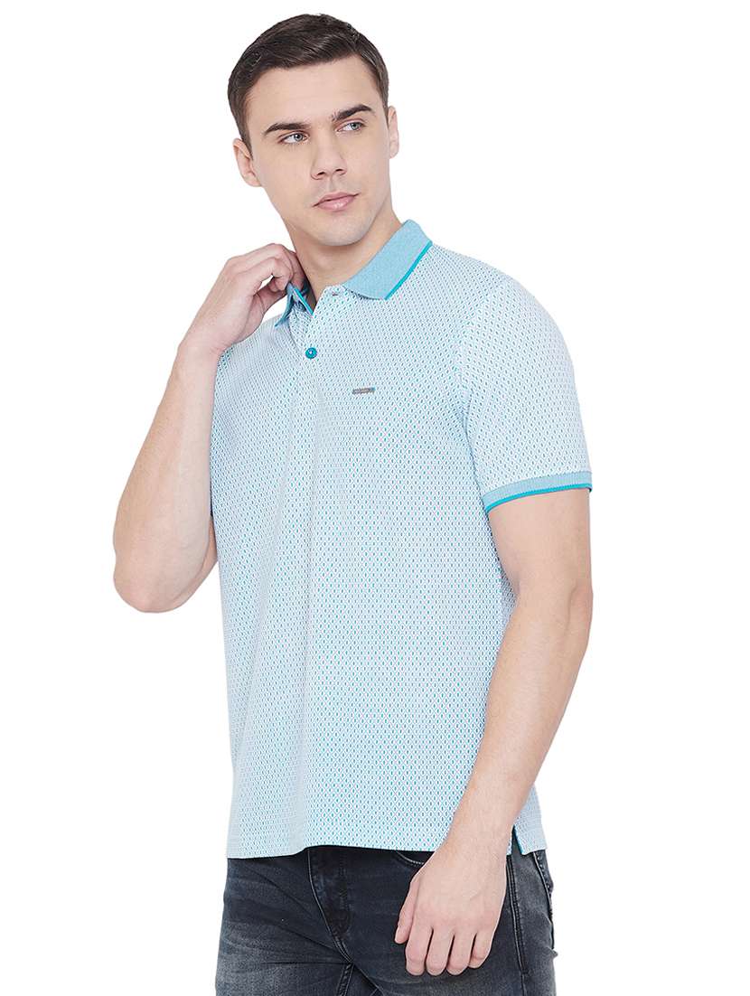 blue self design polo t-shirt - 17887161 -  Standard Image - 1