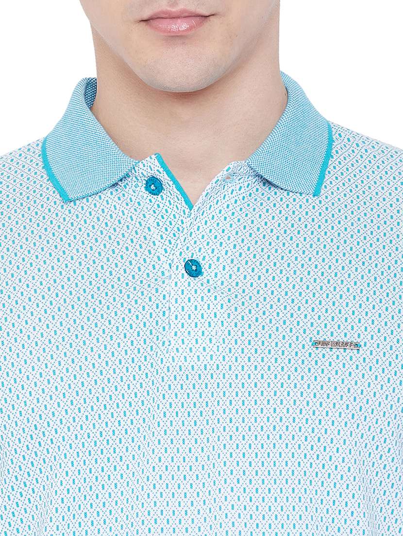 blue self design polo t-shirt - 17887161 -  Standard Image - 4