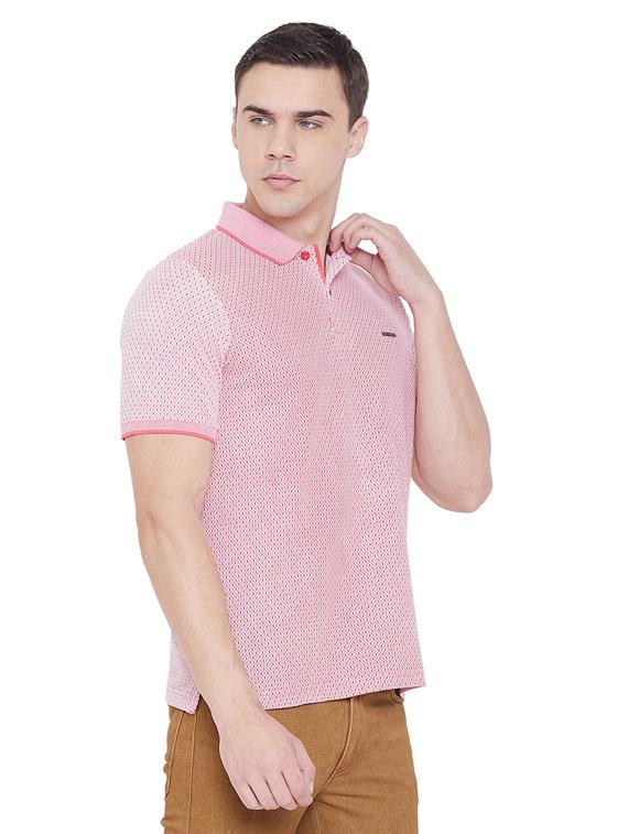 pink self design polo t-shirt - 17887162 -  Standard Image - 1