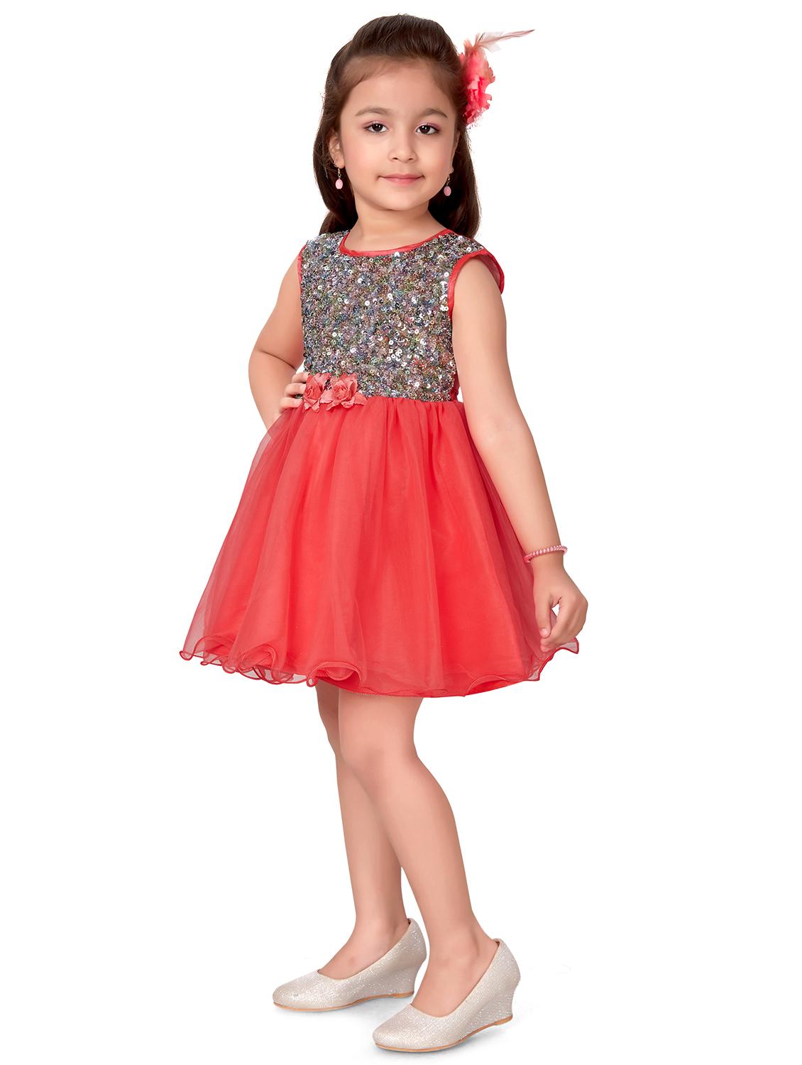 red net sequined frock - 17887326 - Standard Image - 1